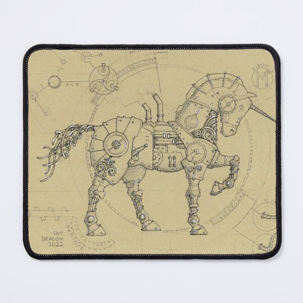 Item preview, Steampunk Unicorn Artwork (Ink Illustration) designed and sold by Sam Deacon Art.