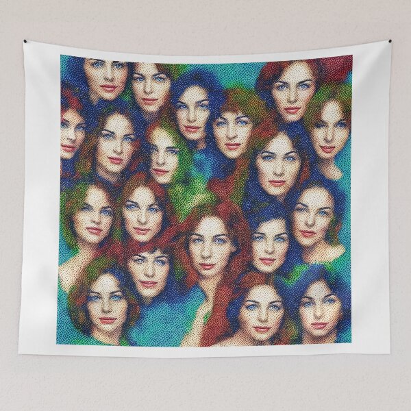 Item preview, women's faces  painted in the Pointillism  style designed and sold by David-Howells.