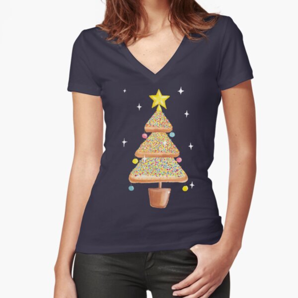 Fairy Christmas | Fairy Bread | Pink Fitted V-Neck T-Shirt