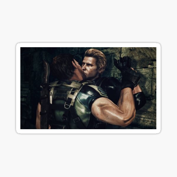 chris and wesker kissing sticker Sticker