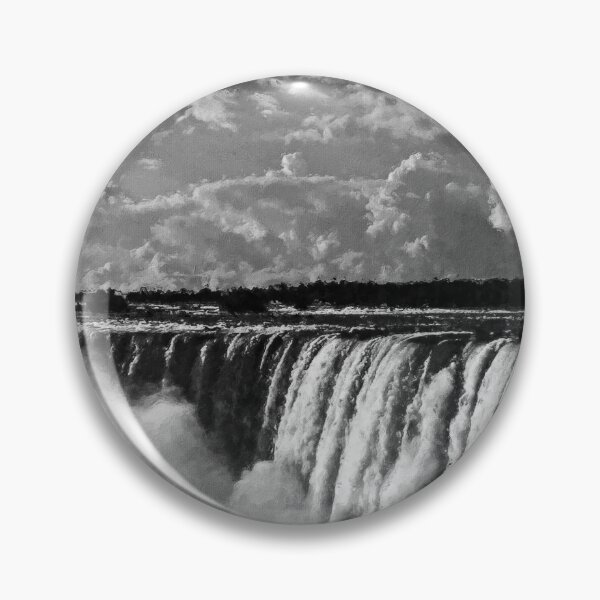 Item preview, Monochrome Niagara Falls Landscape Oil Paint, Grayscale Famous Waterfalls, Monochromatic Winter In Niagara Falls  designed and sold by Trendymotion.