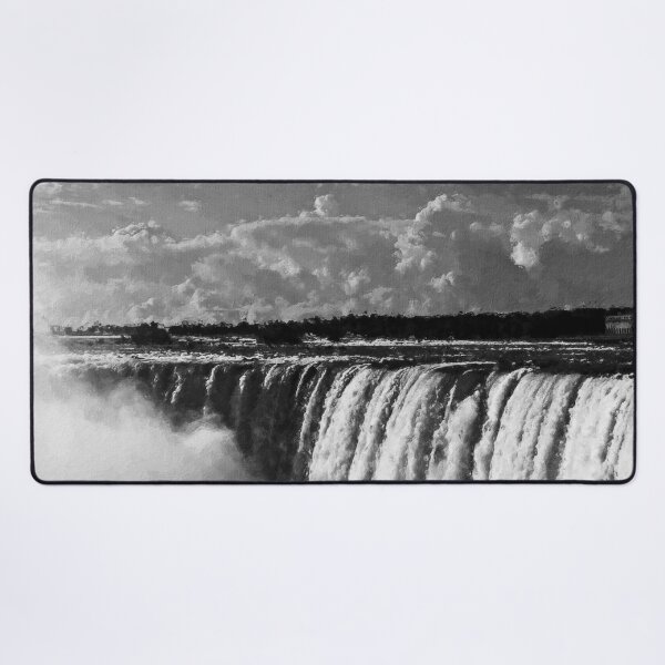 Item preview, Monochrome Niagara Falls Landscape Oil Paint, Grayscale Famous Waterfalls, Monochromatic Winter In Niagara Falls designed and sold by Trendymotion.