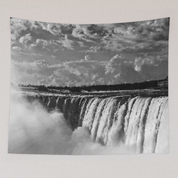 Item preview, Monochrome Niagara Falls Landscape Oil Paint, Grayscale Famous Waterfalls, Monochromatic Winter In Niagara Falls  designed and sold by Trendymotion.