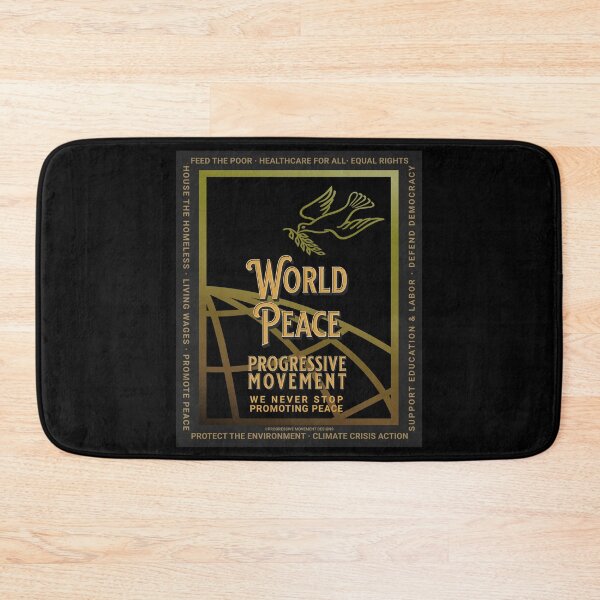 Aperçu de l'œuvre PMD00136 Progressive Movement Designs Colombe de la paix mondiale sur noir pour les progressistes créée et vendue par ProgressiveLeft.
