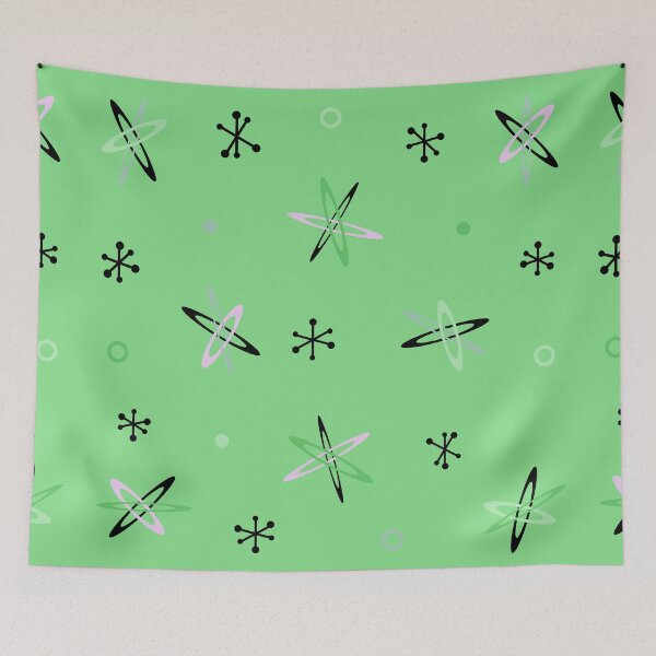 Item preview, Atomic Age Starbursts Green designed and sold by thepixelgarden.