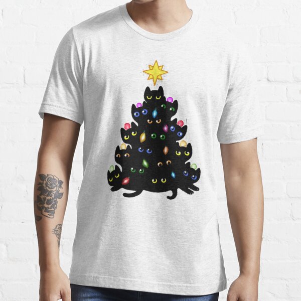 Cat christmas best sale tree t shirt