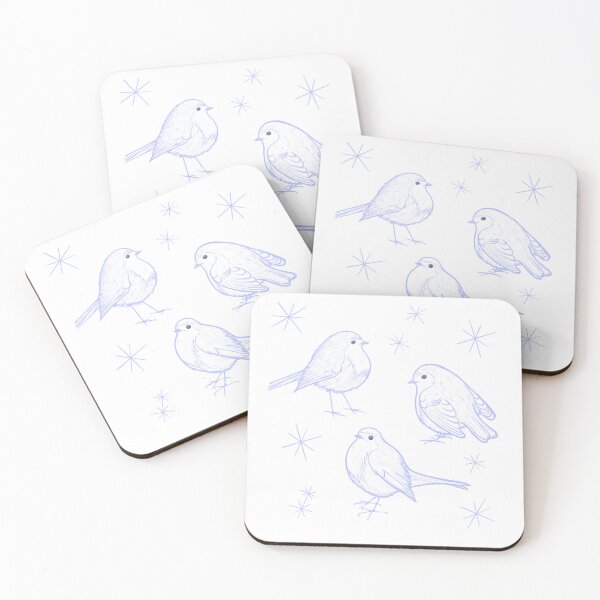Item preview, Handdrawn Christmas Robins with snowflakes designed and sold by Anomalypark.
