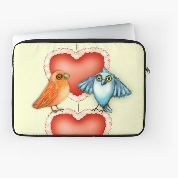 Love Birds with Hearts Laptop Sleeve