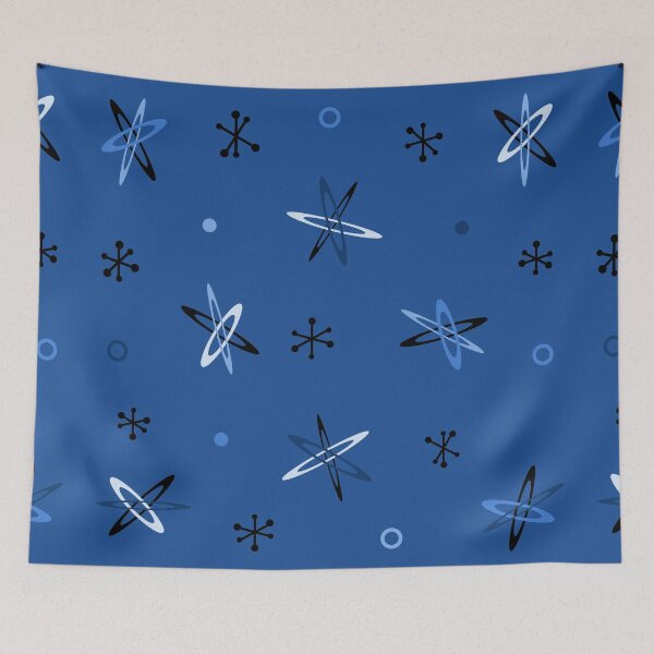 Item preview, Atomic Age Starbursts Azul Marino designed and sold by thepixelgarden.