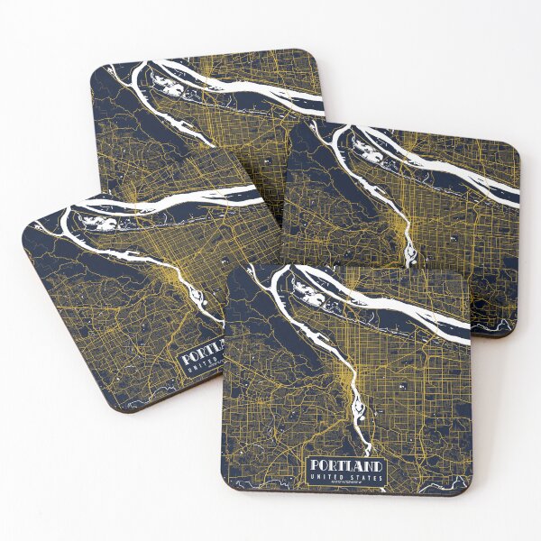 Item preview, Portland City Map of Oregon, USA - Gold Art Deco designed and sold by deMAP.