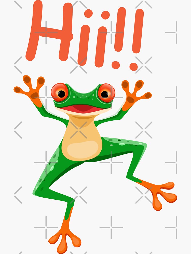 Frog Saying Hi Sticker For Sale By Zakio Vitch Redbubble