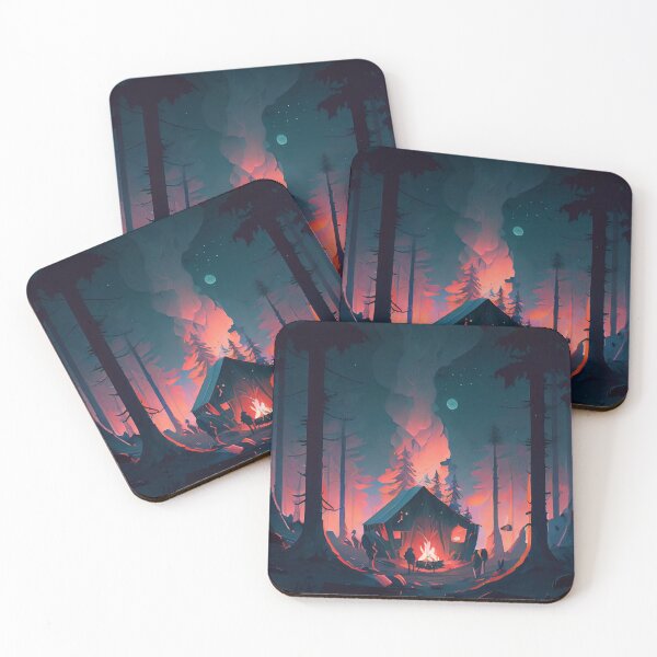Item preview, cozy camping digital painting designed and sold by wongwaikie.