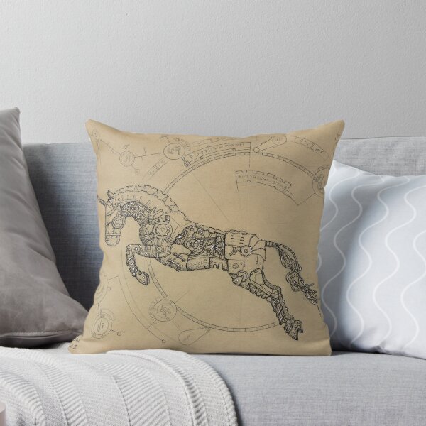 Item preview, Steampunk Unicorn (Jumping) - Ink Illustration designed and sold by Sam Deacon Art.