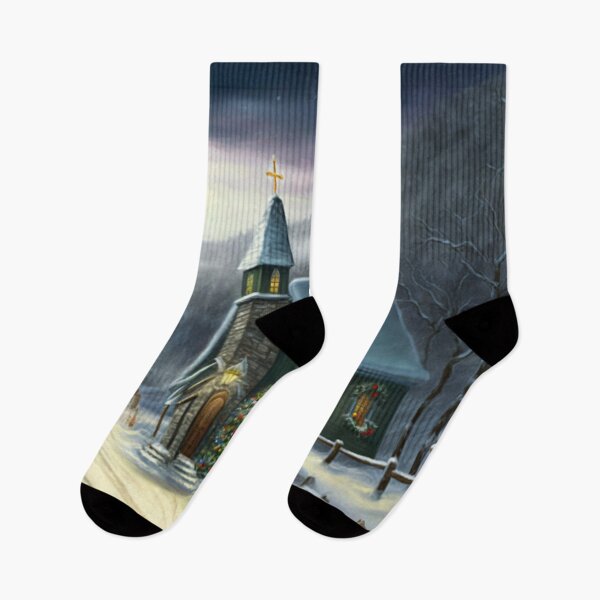 Aperçu de l'œuvre Scenic Cosy Winter Church Noël créée et vendue par RileyKyler.