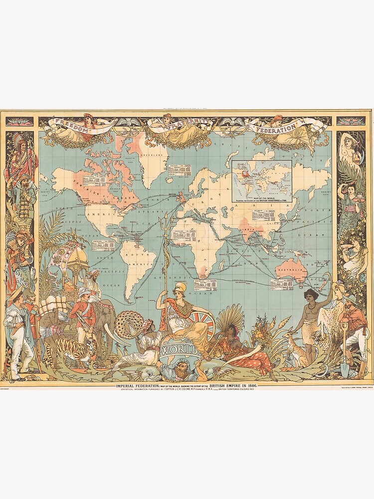 Imperial Federation Map Of The World Showing The Extent Of The British ...