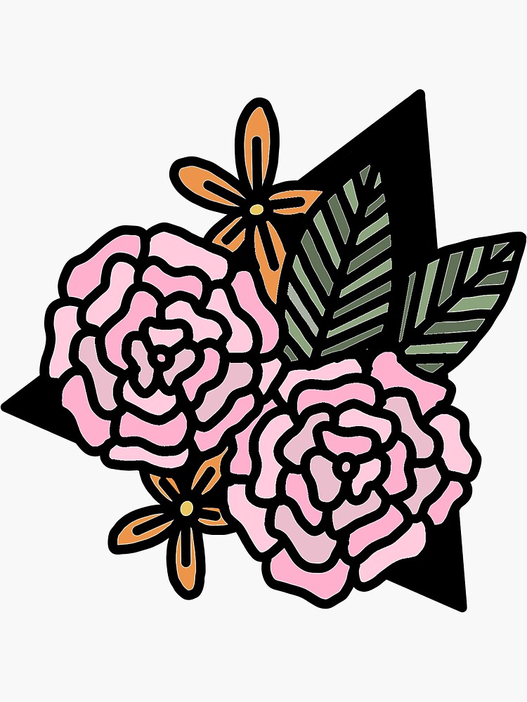 "Pink and orange floral design" Sticker for Sale by masternanii Redbubble