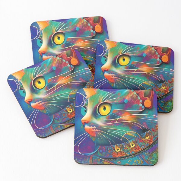 Item preview, Colorful, abstract cat wall art as prints, on canvas, or large posters. Wall art decor for your home. Choice of print sizes. designed and sold by JoelsCorner.