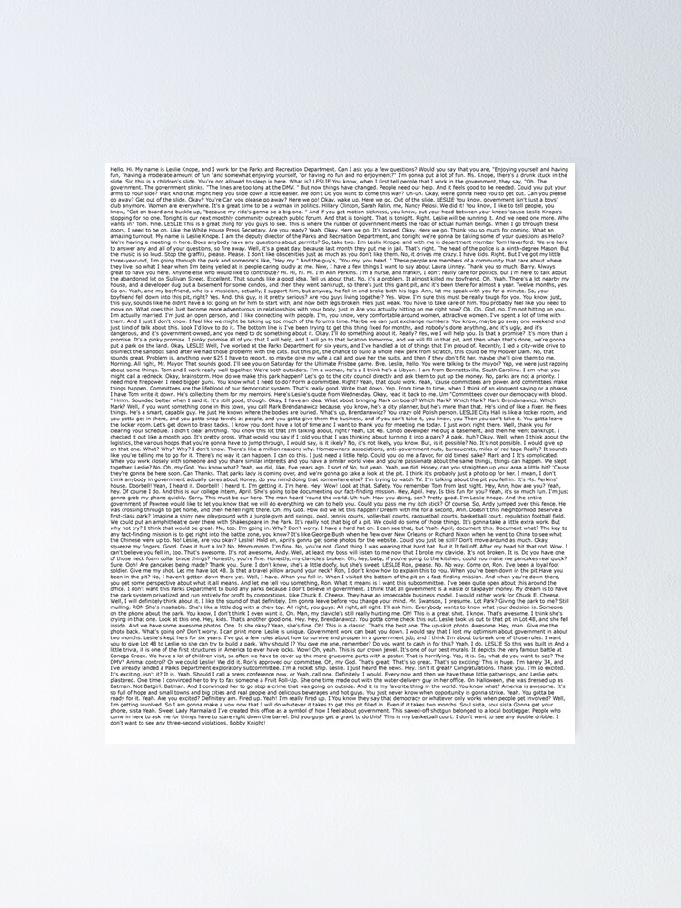 "Parks and Rec Pilot Episode Script" Poster by wbmr Redbubble