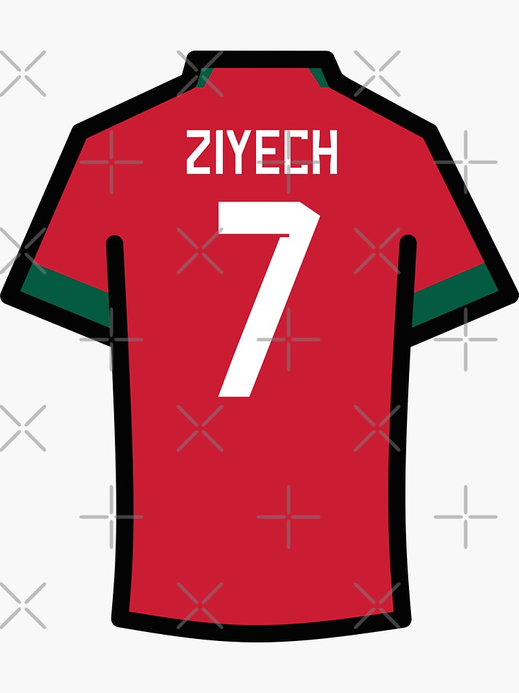 Ziyech #7 MOR Red Green 22 Football Jersey Sticker for Sale by Millustgfx