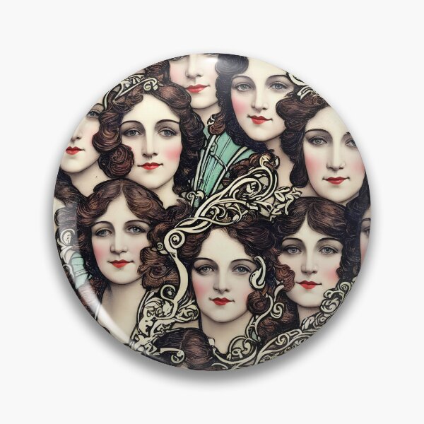 Item preview, women's faces painted in the art nouveau style designed and sold by David-Howells.