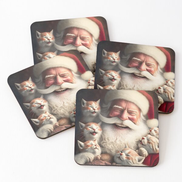Item preview, Santa laughs with cats designed and sold by FreeBot99.