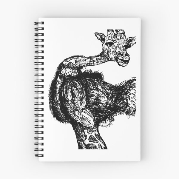 Item preview, Giraffe Ostrich Hybrid Monster Digital Illustration Black And White designed and sold by Bennett Swanson.