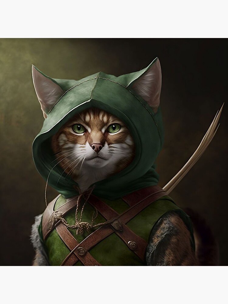 "Robin Hood Cat" Sticker for Sale by FreeBot99 Redbubble