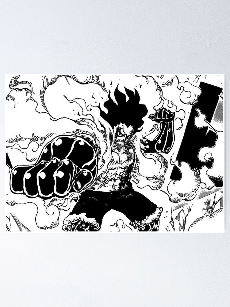 Straw Hat Luffy Gear 4 snake-man Wall Art, Black Anime Art Prints