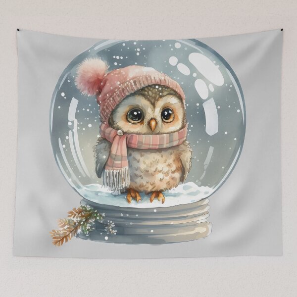 Item preview, Cute Owl in Winter Snow Globe, gift for owl lover, I’ll Owl ways love you, Woodland owl designed and sold by Mumzy2many.