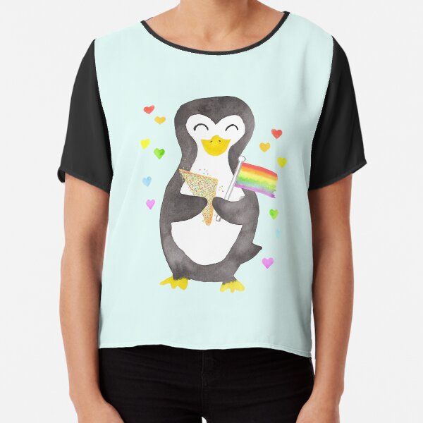 Proud as a Penguin - Aqua Chiffon Top