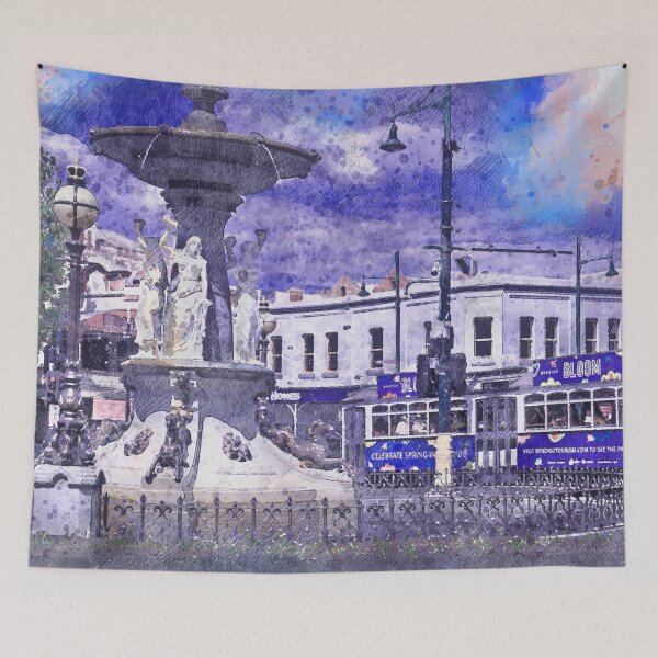 Item preview, Alexandra Fountain and Tourist Tram - Artists Watercolor and Sketch - View Point, Bendigo, Victoria designed and sold by Steven Jodoin.