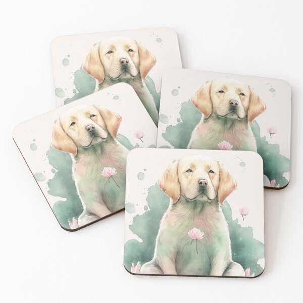 Item preview, Meditating dog in lotus watercolor 01 designed and sold by printiesart.