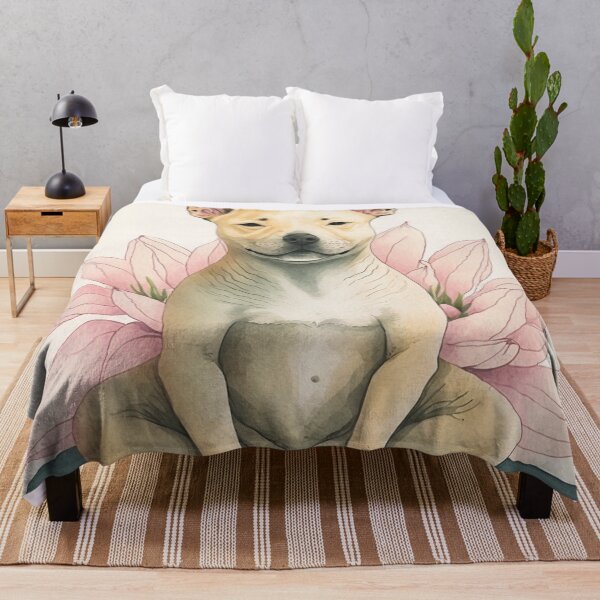 Item preview, Meditating dog in lotus watercolor 04 designed and sold by printiesart.