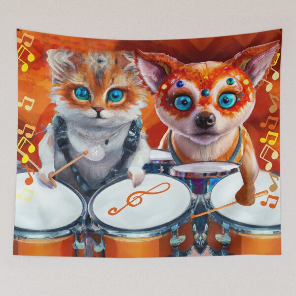 Item preview, Dog and Cat musicians designed and sold by Artbellachi.
