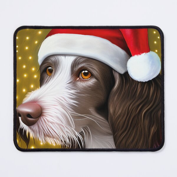 Item preview, Christmas German Longhaired Pointer Wearing A Santa Hat designed and sold by ZenEverAI.