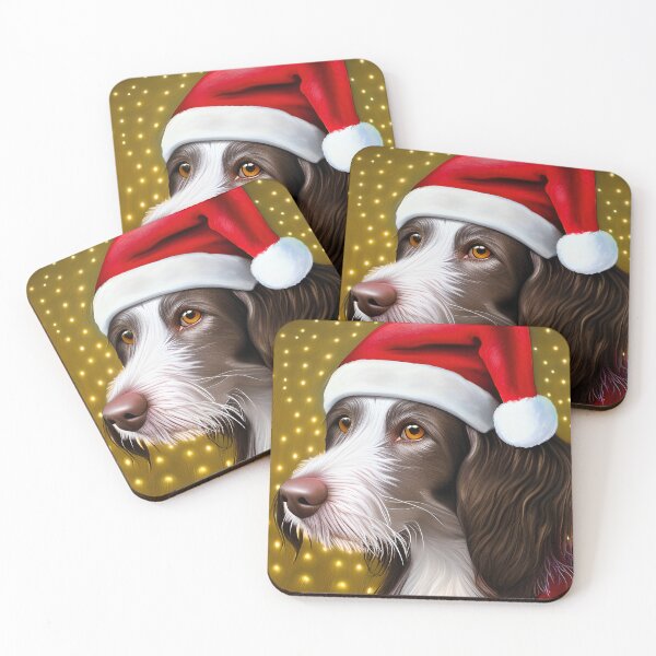 Item preview, Christmas German Longhaired Pointer Wearing A Santa Hat designed and sold by ZenEverAI.