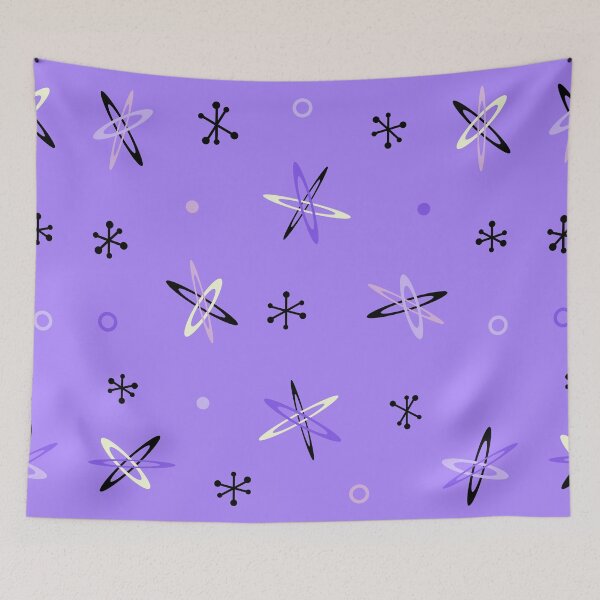 Item preview, Atomic Age Starbursts Purple designed and sold by thepixelgarden.