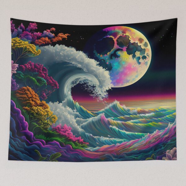 Item preview, Iridescent Full Moon Sweet Florals Stormy Night designed and sold by Orianah.