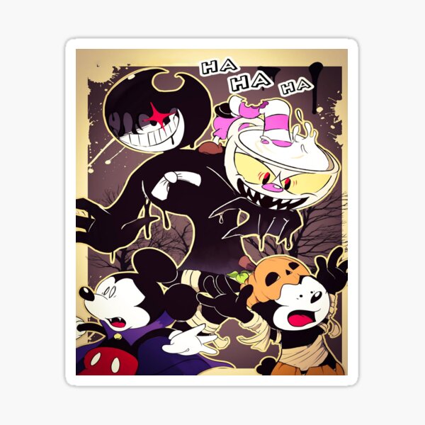 Cuphead Mugman & Bendy Fan Art Sticker 