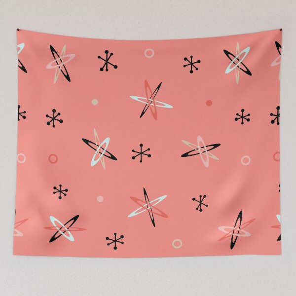 Item preview, Atomic Age Starbursts Salmón Rosa designed and sold by thepixelgarden.
