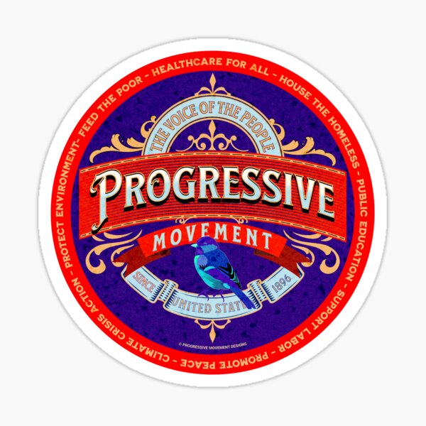Item preview, PMD00138 Progressive Movement Designs timeless vintage sign with with bird and policy goals for progressives designed and sold by ProgressiveLeft.