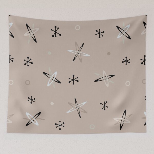 Item preview, Atomic Age Starbursts Taupe designed and sold by thepixelgarden.