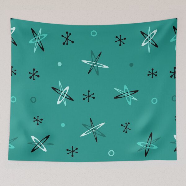 Item preview, Atomic Age Starbursts Verde azulado designed and sold by thepixelgarden.