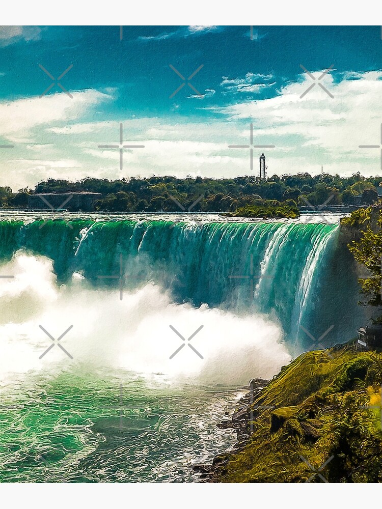 "Niagara Falls Landscape Oil Paint, Famous Waterfalls, Winter In