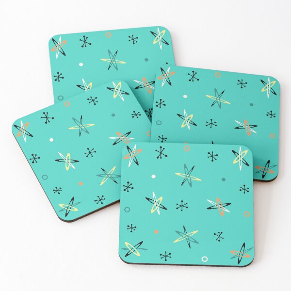 Item preview, Atomic Age Starbursts Turquoise designed and sold by thepixelgarden.
