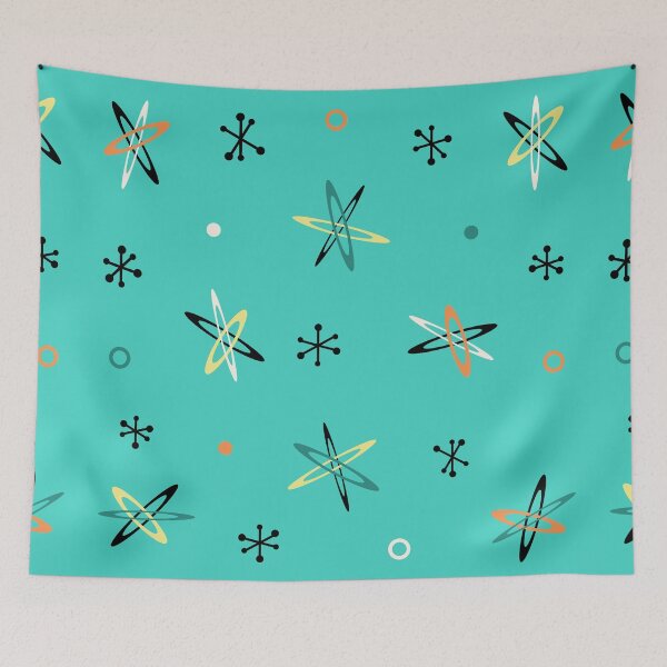 Item preview, Atomic Age Starbursts Turquoise designed and sold by thepixelgarden.