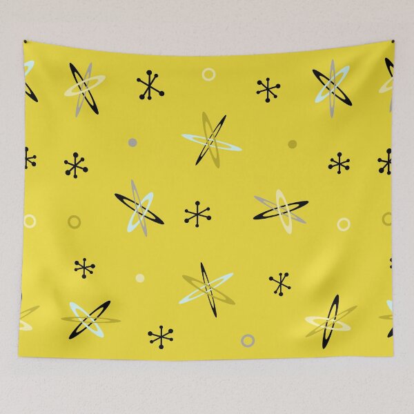 Item preview, Atomic Age Starbursts Yellow designed and sold by thepixelgarden.