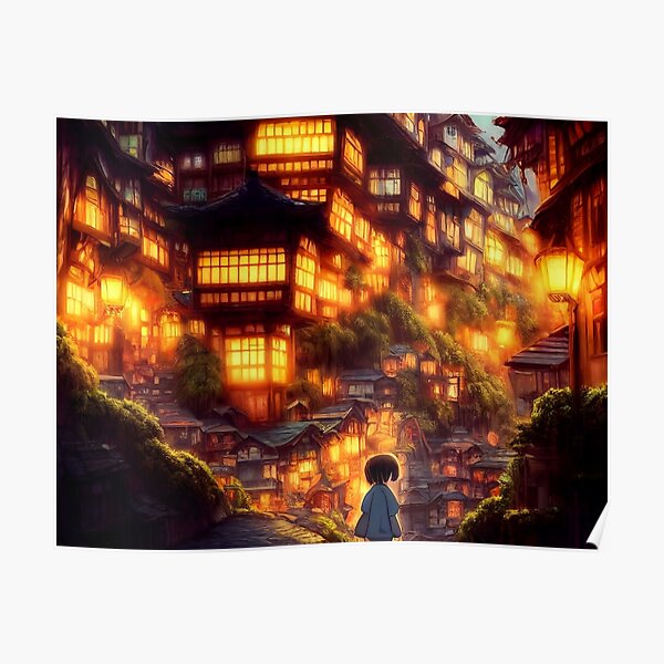 « Ville de Spirited Away » par RudeKittenDesigns Poster