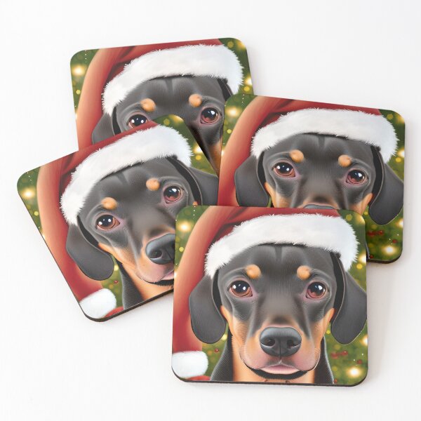 Item preview, Christmas German Pinscher Wearing A Santa Hat designed and sold by ZenEverAI.