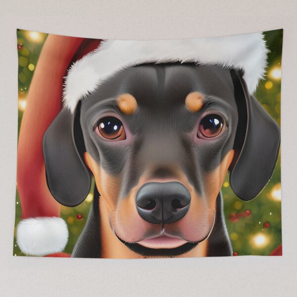 Item preview, Christmas German Pinscher Wearing A Santa Hat designed and sold by ZenEverAI.